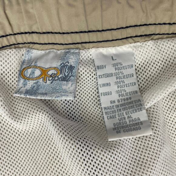 Vintage OP Ocean Pacific Men's Boardshorts Size Large Cream Stripe Swim Trunks - Picture 6 of 10